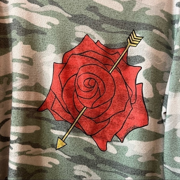 Lauren Moshi | Simone Love More Rose Camo Crew Neck Pullover Sweatshirt Size L - Picture 5 of 11